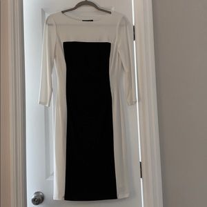 White and black colorblock dress